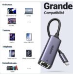 Adaptateur Ugreen Aliminium USB-C vers RJ45 1000Mbps (50737) – Image 2