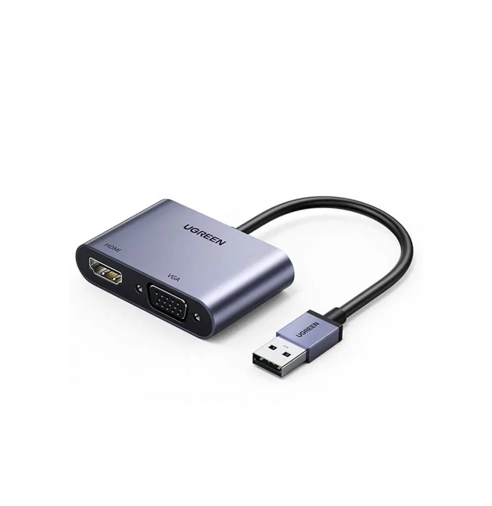 adaptateur-ugreen-usb-a-30-male-vers-hdmi-vga-20518.png Adaptateur Ugreen USB-A 3.0 Mâle vers HDMI / VGA (20518) – Image 1