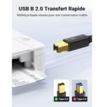 Câble Ugreen imprimante USB 2.0 vers USB B Mâle - 3 mètres (10351) – Image 3