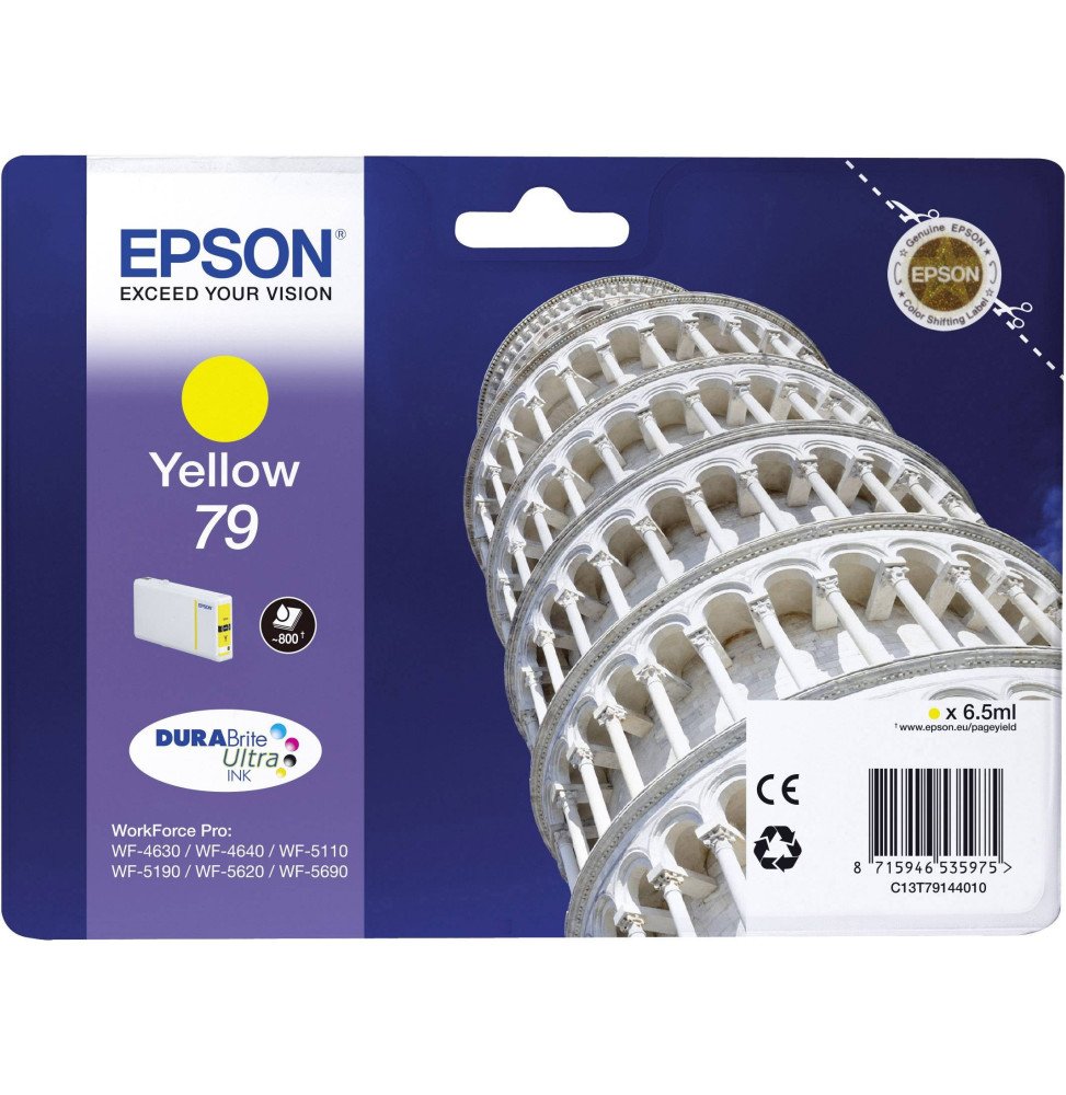 cartouche-d-encre-epson-tour-de-pise-t7914-jaune-c13t79144010.jpg Epson 79 Jaune - Cartouche d'encre Epson "TOUR DE PISE" d'origine (C13T79144010) – Image 1