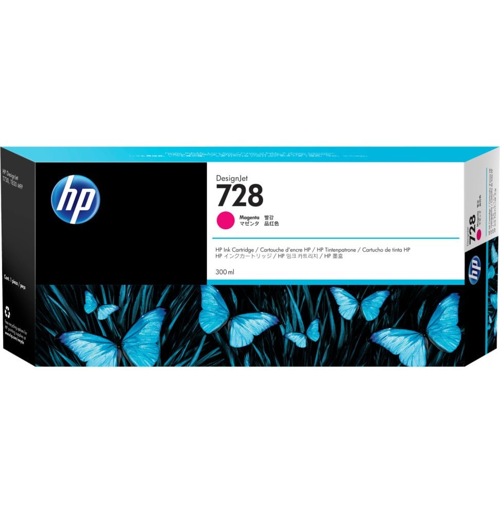 cartouche-d-encre-hp-728-serie-t-magenta-300-ml-f9k16a.jpg HP 728 Magenta - Cartouche d'encre HP d'origine (F9K16A) – Image 1