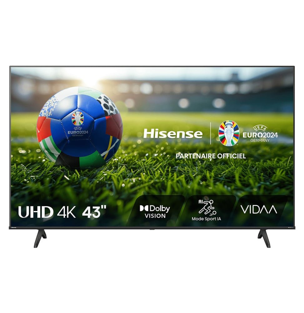 hisense-43a6n.jpg Téléviseur Hisense 43'' Smart UHD 4K 43A6N + Récepteur intégré – Image 1