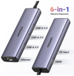 HUB Ugreen Revodok 1061 USB-C 6 en 1 Supporte PD (Power Delivery) 100W Recharge (15598) – Image 3
