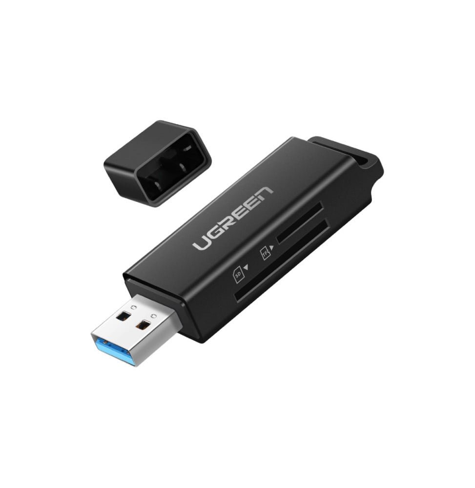 lecteur-carte-memoire-sd-tf-ugreen-usb-30-noir-40752.jpg Lecteur carte mémoire SD/TF Ugreen USB 3.0 Noir (40752) – Image 1
