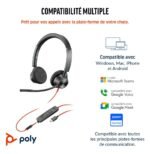 Micro-casque POLY Blackwire 3325 stéréo USB-C + connexion 3,5 mm + adaptateur USB-C/A (8X221AA) – Image 3