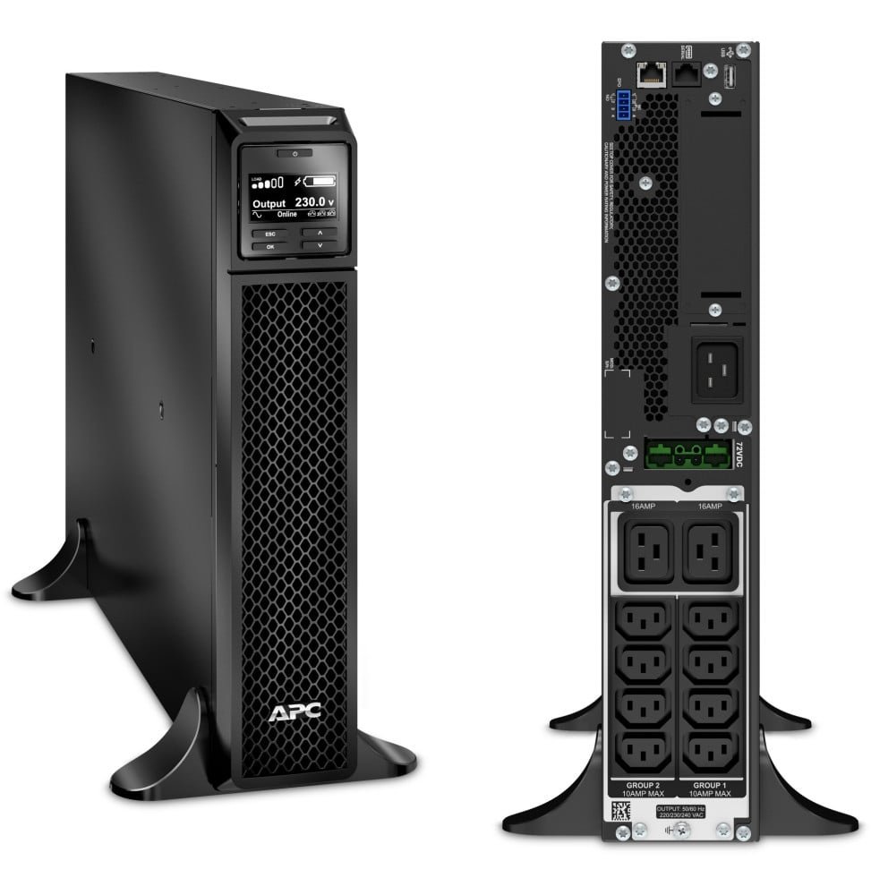 onduleur-on-line-double-conversion-apc-smart-ups-srt-2200va-rackable.jpg Onduleur On-line APC Smart-UPS SRT SRT2200XLI - 1980 W / 2200 VA - 8 prises C13 + 2 prises C19 – Image 1