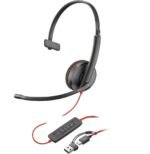 POLY Micro-casque Blackwire 3210 monaural USB-C + adaptateur USB-C/A (8X214AA)