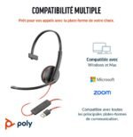 POLY Micro-casque Blackwire 3210 monaural USB-C + adaptateur USB-C/A (8X214AA) – Image 3
