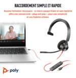 POLY Micro-casque Blackwire 3310 monaural USB-C + adaptateur USB-C/A (8X215AA) – Image 2