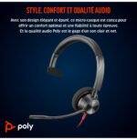 POLY Micro-casque Blackwire 3310 monaural USB-C + adaptateur USB-C/A (8X215AA) – Image 3