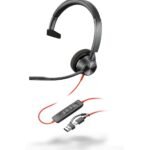POLY Micro-casque Blackwire 3310 monaural USB-C certifié Microsoft Teams + adaptateur USB-C/A (8X216AA)