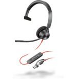 POLY Micro-casque Blackwire 3310 monaural USB-C certifié Microsoft Teams + adaptateur USB-C/A (8X216AA)