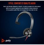 POLY Micro-casque Blackwire 3310 monaural USB-C certifié Microsoft Teams + adaptateur USB-C/A (8X216AA) – Image 3