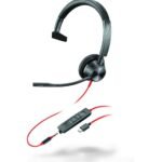 POLY Micro-casque Blackwire 3315 monaural USB-C certifié Microsoft Teams + connexion 3,5 mm + adaptateur USB-C/A (8X218AA)