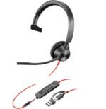 POLY Micro-casque Blackwire 3315 monaural USB-C + connexion 3,5 mm + adaptateur USB-C/A (8X217AA)