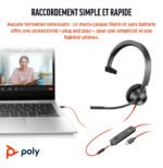 POLY Micro-casque Blackwire 3315 monaural USB-C + connexion 3,5 mm + adaptateur USB-C/A (8X217AA) – Image 3