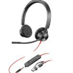 POLY Micro-casque Blackwire 3325 stéréo USB-C certifié Microsoft Teams + connexion 3,5 mm + adaptateur USB-C/A (8X222AA)