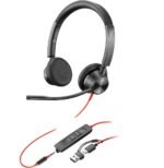 POLY Micro-casque Blackwire 3325 stéréo USB-C certifié Microsoft Teams + connexion 3,5 mm + adaptateur USB-C/A (8X222AA)