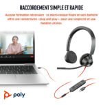 POLY Micro-casque Blackwire 3325 stéréo USB-C certifié Microsoft Teams + connexion 3,5 mm + adaptateur USB-C/A (8X222AA) – Image 6