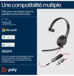 POLY Micro-casque monaural USB-C Blackwire 5210 + prise 3,5 mm + adaptateur USB-C/A (8X230AA) – Image 5