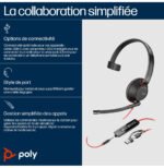 POLY Micro-casque monaural USB-C Blackwire 5210 + prise 3,5 mm + adaptateur USB-C/A (8X230AA) – Image 6