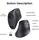 Souris sans fil Bluetooth Ugreen Multi-mode Vertical Noir (25444) – Image 5