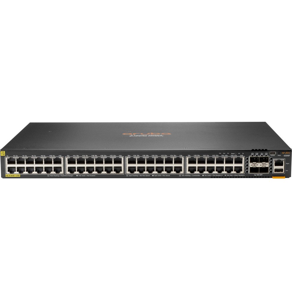 switch-administrable-hpe-aruba-6200f-48-ports-classe-4-poe-4-ports-sfp-370w-jl727b.jpg Switch Administrable HPE Aruba 6200F 48 ports Classe 4 PoE 4 ports SFP 370W (JL727B) – Image 1