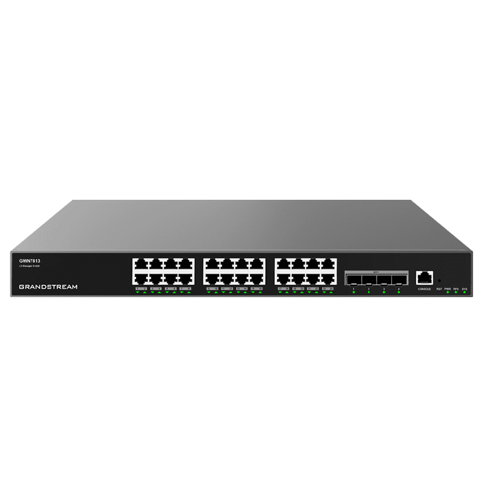 switch-administrable-niveau-3-grandstream-gwn7813-24-ports-gigabit-4-ports-sfp.png Switch Administrable Niveau 3 Grandstream GWN7813 - 24 Ports Gigabit / 4 Ports SFP+ – Image 1