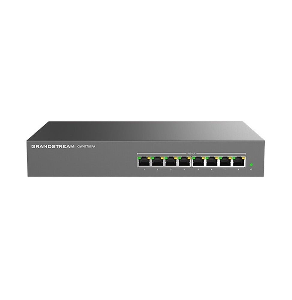 switch-de-bureau-grandstream-gwn7701pa-8-ports-gigabit.jpg Switch de bureau Grandstream GWN7701PA 8 Ports Gigabit – Image 1