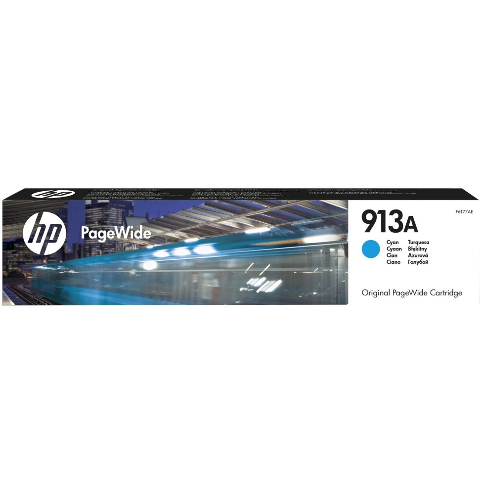 toner-hp-913a-cartouche-dencre-pagewide-cyan-f6t77ae.jpg HP 913A Cyan - Cartouche PageWide HP d'origine (F6T77AE) – Image 1