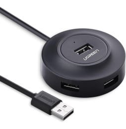 adaptateur-ugreen-data-usb-20-vers-4-ports-dock-usb-multiport-20277.jpg Hub USB 2.0 Ugreen 4 Ports - 1M (20277) – Image 1