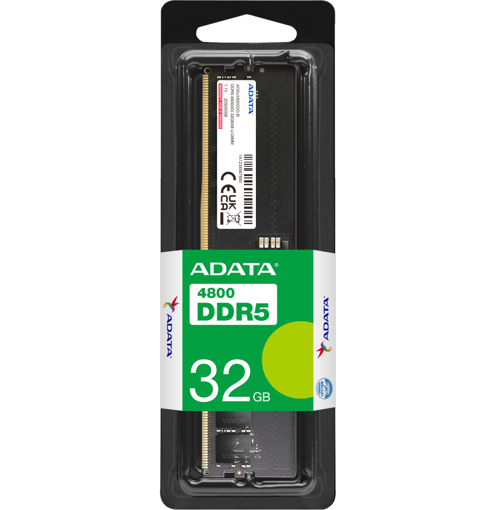barrette-memoire-adata-u-dimm-32gb-ddr5-4800-mhz-pc-bureau-ad5u480032g-s.png Barrette mémoire ADATA U-DIMM 32GB DDR5-4800 MHz - PC bureau (AD5U480032G-S) – Image 1