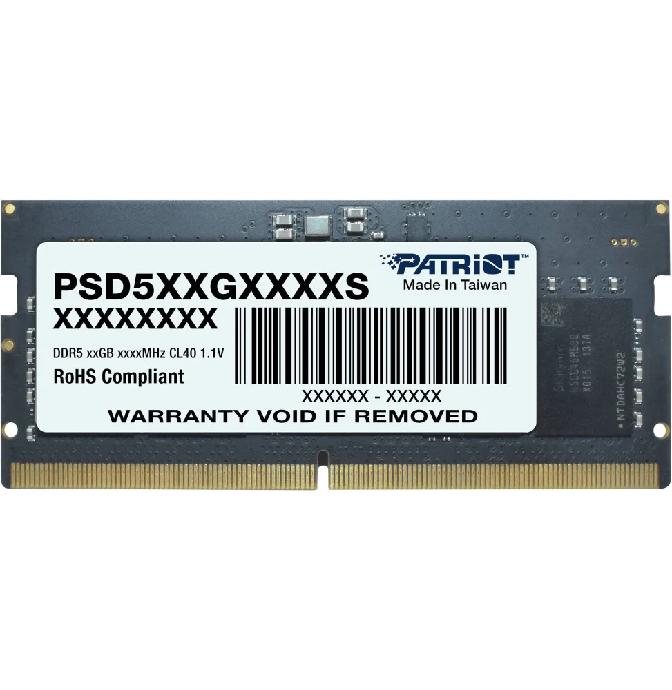barrette-memoire-patriot-signature-line-32gb-so-dimm-ddr5-5600-mhz-cl46-pc-portable-psd532g56002s.webp Barrette mémoire Patriot signature line 32GB SO-DIMM DDR5 5600 MHz CL46 - Pc Portable (PSD532G56002S) – Image 1
