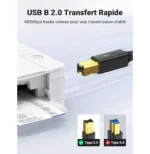Câble Ugreen imprimante USB 2.0 vers USB B Mâle - 3 mètres (10351) – Image 3