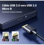 Câble Ugreen USB 3.0 vers Micro USB-B - 0.5 mètre (10840) – Image 2