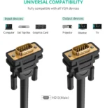 Câble Ugreen VGA Mâle vers Mâle - 2 mètres (11646) – Image 2