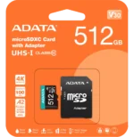 Carte mémoire ADATA Premier Pro 512 Go microSDXC/SDHC UHS-I U3 V30 (AUSDX512GUI3V30SA2-R) – Image 3