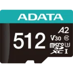 Carte mémoire ADATA Premier Pro 512 Go microSDXC/SDHC UHS-I U3 V30 (AUSDX512GUI3V30SA2-R)