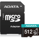 Carte mémoire ADATA Premier Pro 512 Go microSDXC/SDHC UHS-I U3 V30 (AUSDX512GUI3V30SA2-R) – Image 2