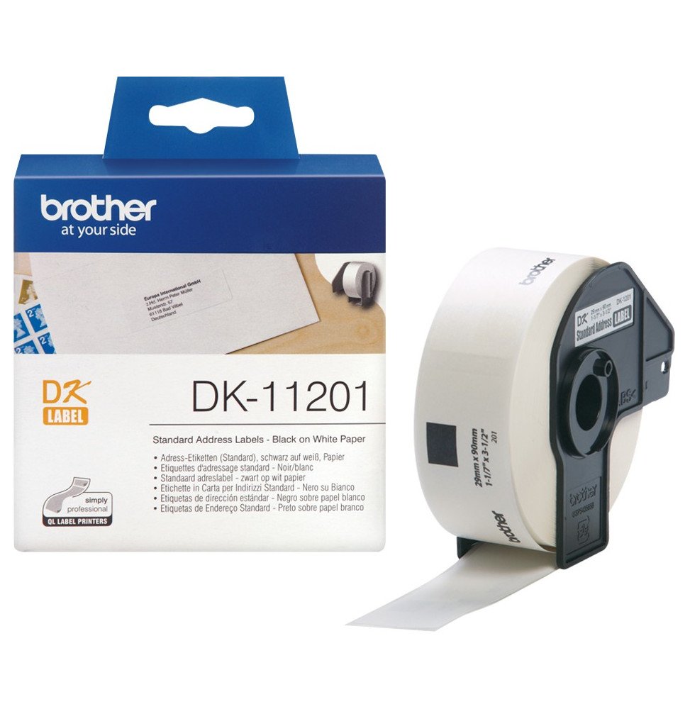 etiquettes-brother-d-adressage-standard-29x90-mm-dk11201.jpg Étiquettes Brother d'adressage standard 29x90 mm (400 étiquettes par rouleau) (DK11201) – Image 1