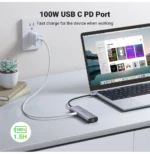 HUB Ugreen USB-C 7 en 1 Supporte PD (Power Delivery) 100W Recharge (90568) – Image 3