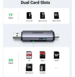Lecteur de Carte SD Ugreen USB C USB 3.0 2 en 1 Adaptateur de Carte SD en Aluminium (50706) – Image 2