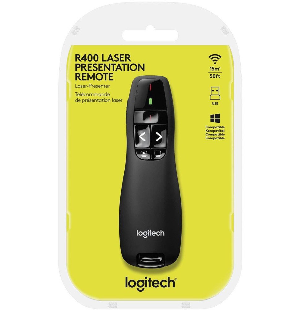 logitech-wireless-presenter-r400-telecommande-de-presentation.jpg Logitech Wireless Presenter R400 - Télécommande de présentation – Image 1
