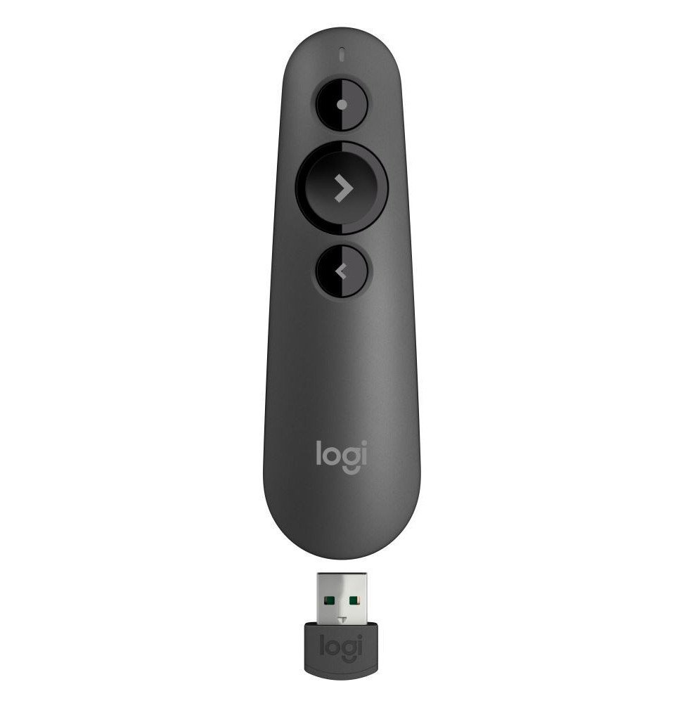 logitech-wireless-presenter-r500-graphite-telecommande-de-presentation.jpg Logitech Wireless Presenter R500 Graphite - Télécommande de présentation – Image 1