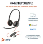 Micro-casque POLY Blackwire 3220 stéréo USB-C + adaptateur USB-C/A (8X228AA) – Image 6