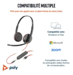 Micro-casque POLY Blackwire 3225 stéréo USB + Connexion 3,5 mm (8X229AA) – Image 3