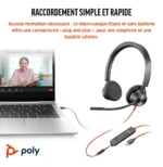 Micro-casque POLY Blackwire 3325 stéréo USB-C + connexion 3,5 mm + adaptateur USB-C/A (8X221AA) – Image 6