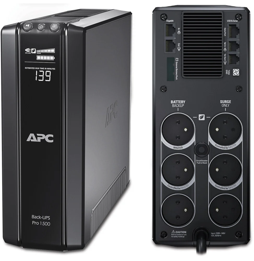 onduleur-apc-back-ups-rs-1500va-230v.webp Onduleur Line-Interactive APC BACK-UPS Pro BR1500G-FR - 865 W / 1500 VA - 6 prises FR – Image 1