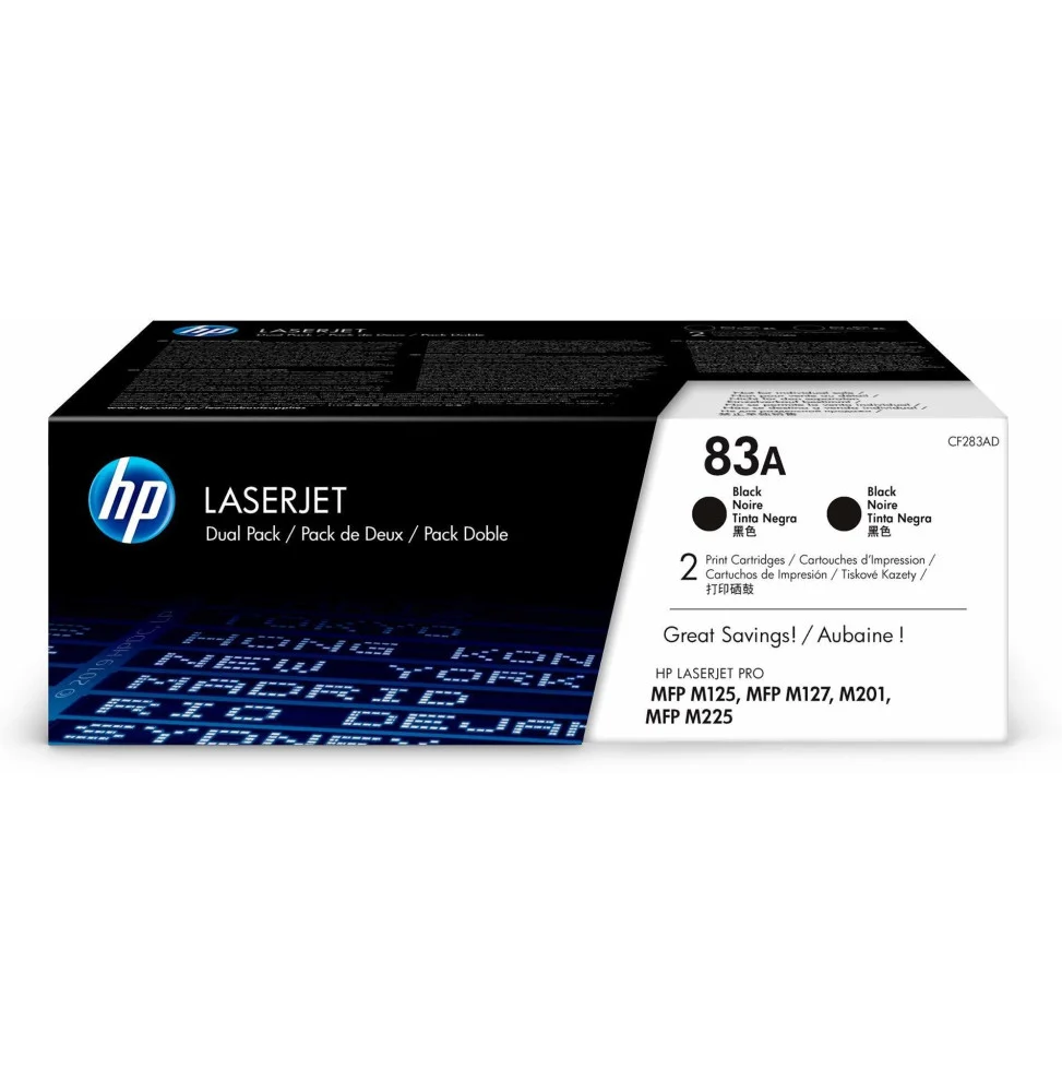 pack-hp-83a-de-2-cartouches-authentiques-de-toner-laserjet-noir-cf283af.webp HP 83A Noir (CF283AF) - Pack de 2 toners HP LaserJet d'origine – Image 1