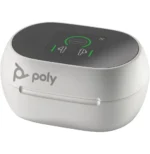 POLY Écouteurs sable blanc Voyager Free 60+ UC + adaptateur USB-A BT700 + étui de charge avec écran tactile (7Y8G5AA) – Image 4